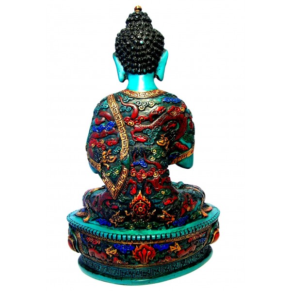 Vairochana Buddha Statue Resin Painted 28cm