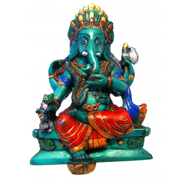 Ganesh Statue Resin Painted 10cm