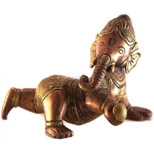 Baby Ganesh Statue Copper & Brass 9cm