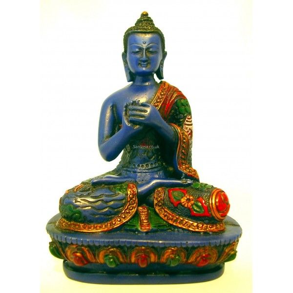 Vairochana Buddha Statue Resin Painted 14cm