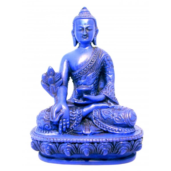 Medicine Buddha Statue Blue Resin 14cm