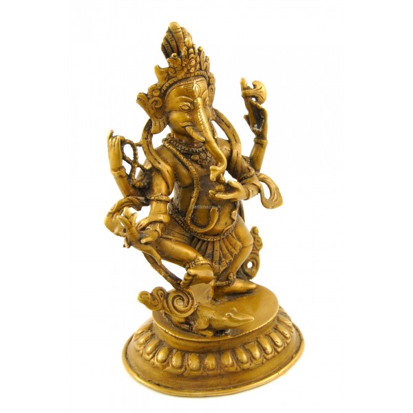 Dancing Ganesh Statue Antique Finish 15cm