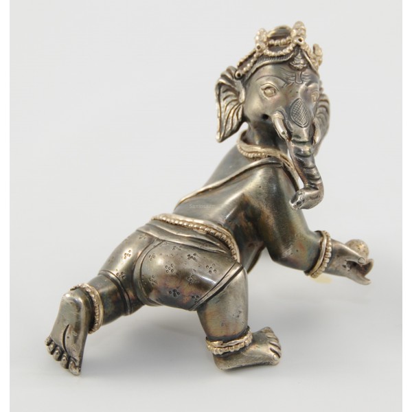 Baby Ganesh Copper Iron Patina 12cm