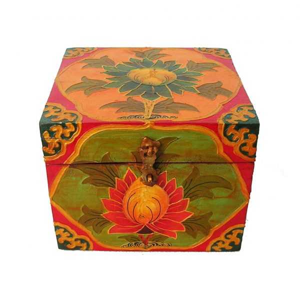 Tibetan Wooden Box Lotus Flower