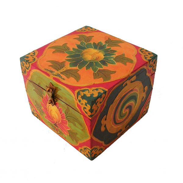 Tibetan Wooden Box Lotus Flower