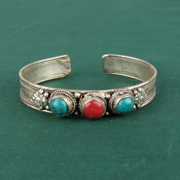 Tibetan Bracelet with Turquoise and Coral