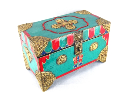 Tibetan Chest Turquoise and Brass