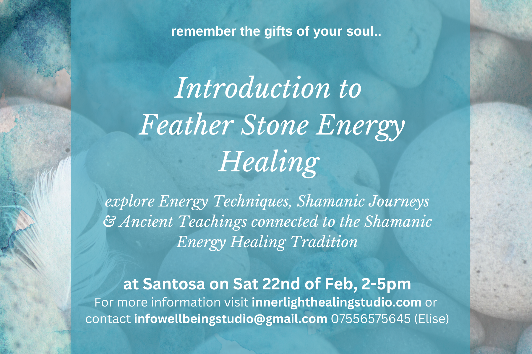 Introduction to Feather Stone Energy Healing workshop Poster